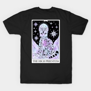 The High Priestess Tarot Card As A Cat Coloured T-Shirt